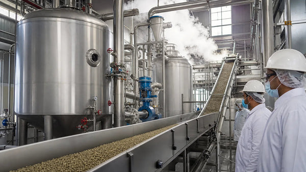 Green coffee beans undergoing decaffeination without synthetic chemicals