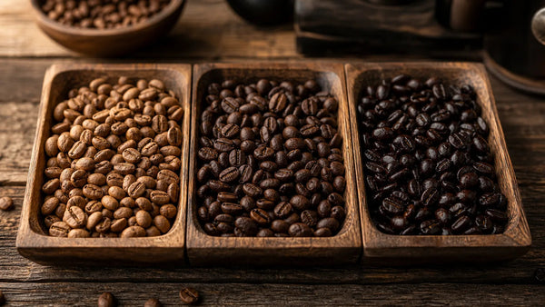 Comparison of light, medium, and dark roasted coffee beans