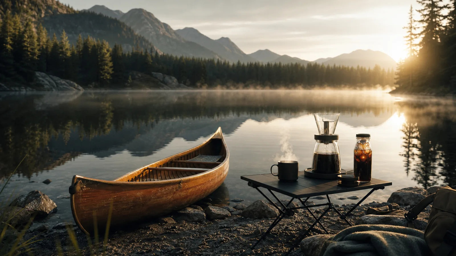 Escape Flashbrew coffee taken on a canoe trip outdoors