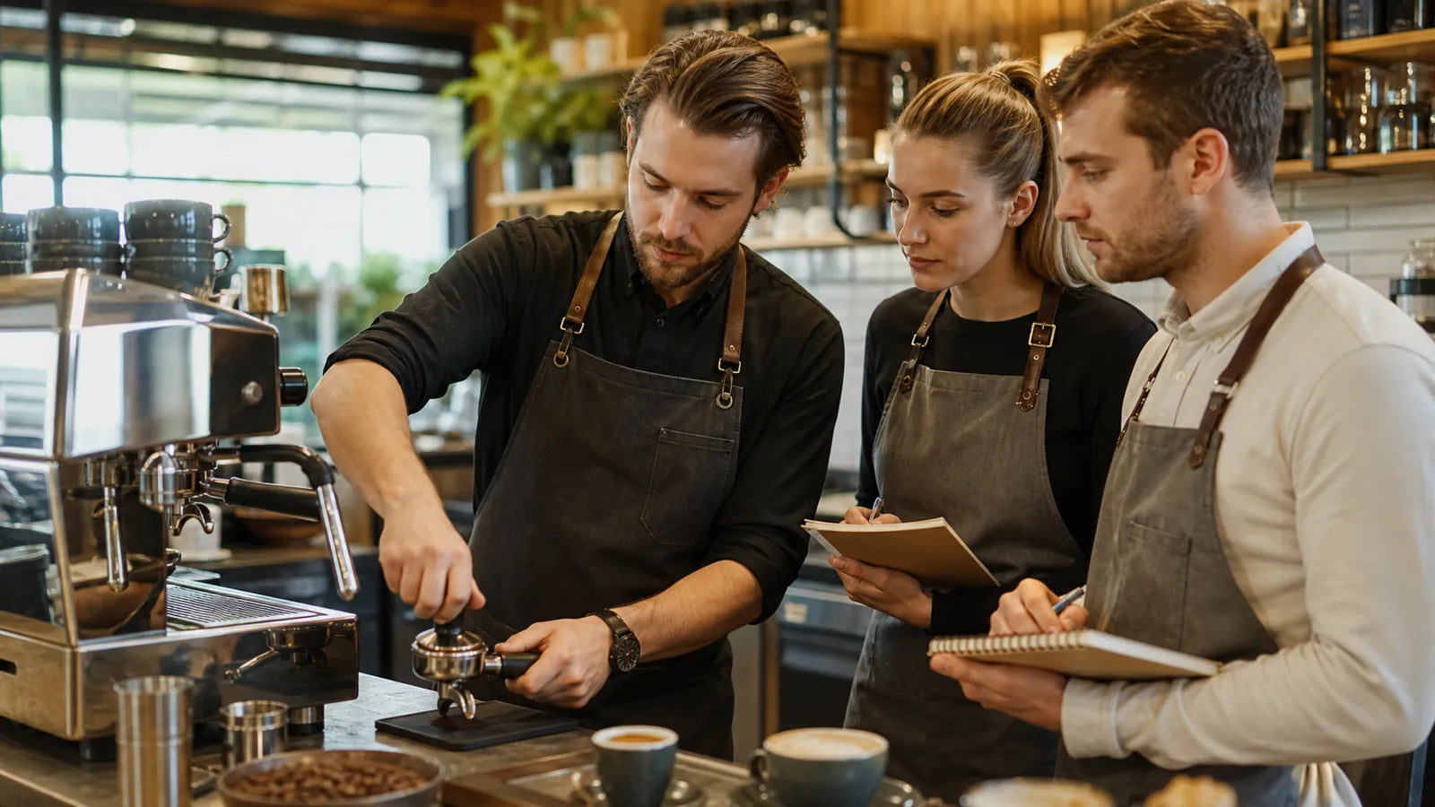 Restaurant staff receiving coffee training from a specialty supplier