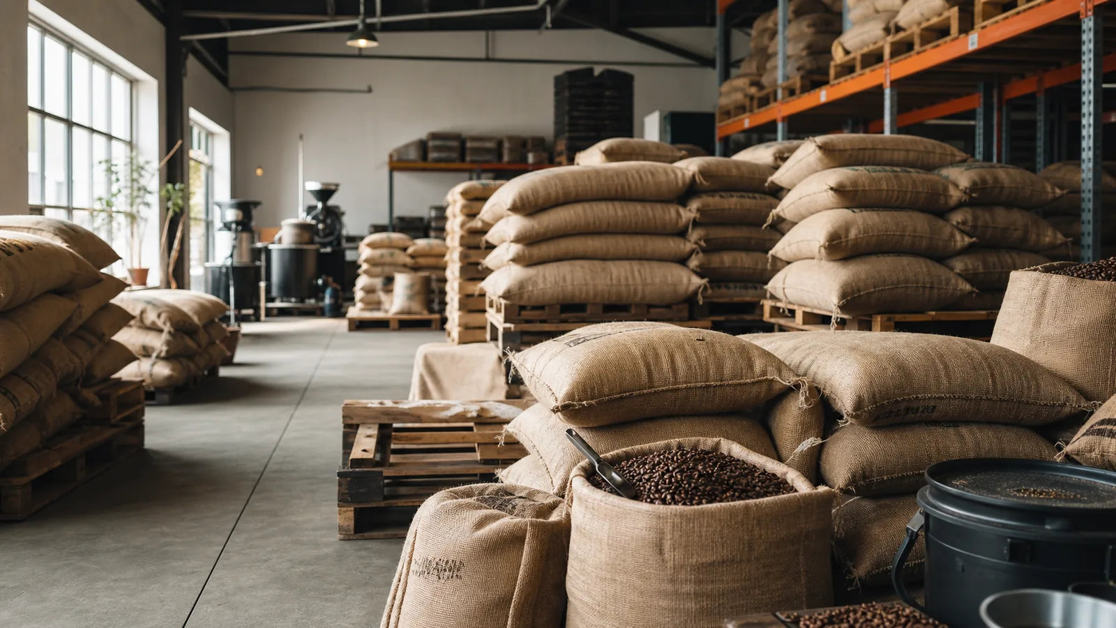 Wholesale coffee bags ready for delivery to a restaurant